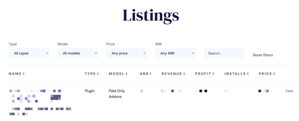 FlipWP listing table filters